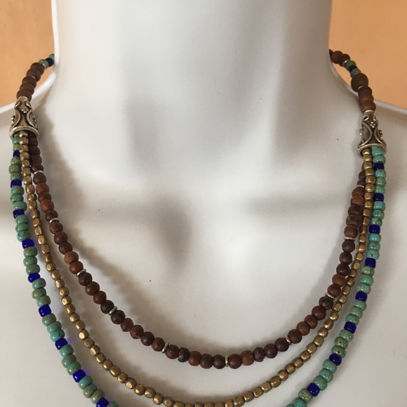 17-21” rare glass, wood, turquoise beads. Beautiful on.